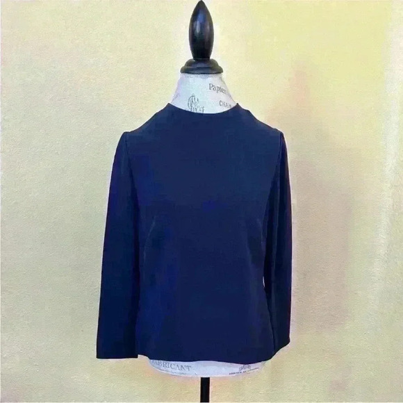 Ralph Lauren Purple Label "Marcella" Dark Navy Blue Silk Crepe Blouse Size 6 EUC - Picture 3 of 11
